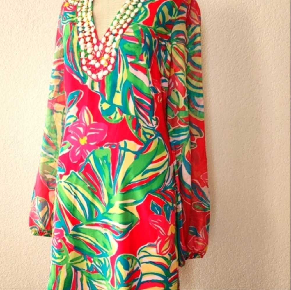 Lilly Pulitzer Pink and Green Embellished Dress